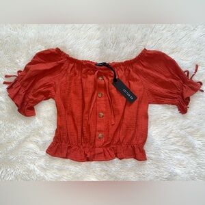 Cotton On Women's Burnt Orange Off-Shoulder Top